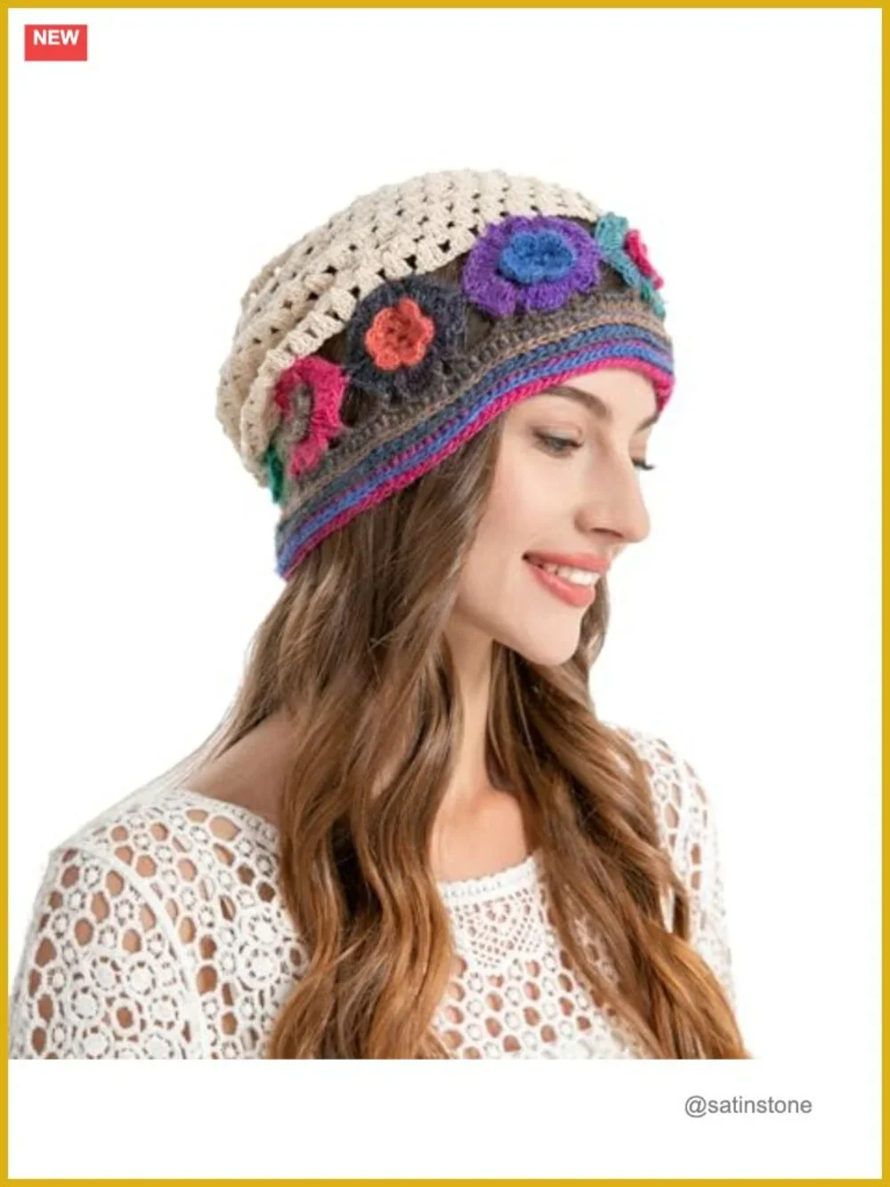 Women Cotton Crochet Slouchy Beanie Hat Handmade Knit Skull Cap Summer